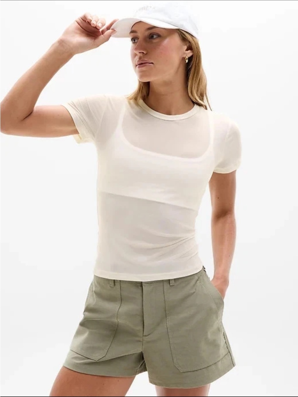 Athleta Apero Mesh Tee Bone Size Small